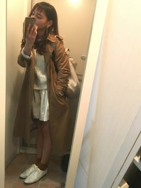 「Simplicite（サンプリシテ）のアイテム（トレンチコート）」を使った、やましたりなさん（レディース・162cm）の春コーディネート