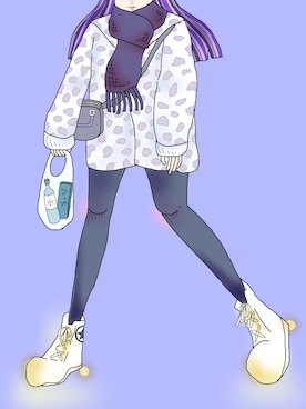 「MONKI（モンキ）のアイテム（マフラー）」を使った、siosaki miyukiさん（レディース・164cm）の冬コーディネート