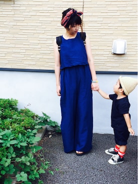 「KBF（ケイビーエフ）のアイテム（オールインワン・サロペット）」を使った、namitoさん（キッズ・90cm）の夏コーディネート
