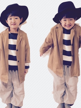 「5歳」｜「アイテム（チェスターコート）」を使った、namitoさん（キッズ・110cm）の冬コーディネート