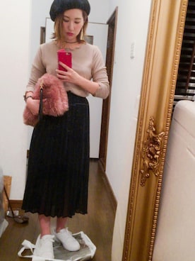 「chambre de charme（シャンブルドゥシャーム）のアイテム（ハンチング/ベレー帽）」を使った、まぁたんさん（レディース・153cm）の秋コーディネート