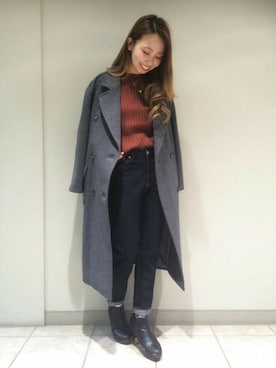 「レンガ色」｜「アイテム（グレー系）」を使った、JEANASIS札幌ステラプレイス店STAFFさん（レディース・160cm）の冬コーディネート