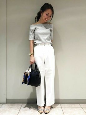 「JEANASIS（ジーナシス）のアイテム（チノパンツ）」を使った、JEANASIS札幌ステラプレイス店STAFFさん（レディース・160cm）の夏コーディネート