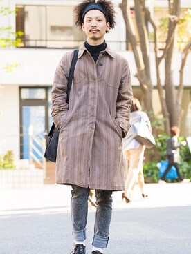 「DRIES VAN NOTEN（ドリスヴァンノッテン）のアイテム（その他アウター）」を使った、イノウエタクヤさん（メンズ・172cm）の春コーディネート