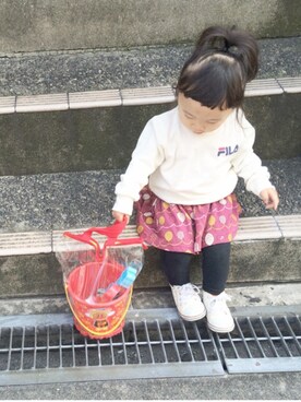 「FILA（フィラ）のアイテム（スウェット）」を使った、fuuさん（キッズ・80cm）の秋コーディネート