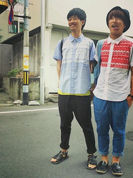 「hiromichi BY HIROMICHI NAKANO（ヒロミチ バイ ヒロミチナカノ）のアイテム（シューズ）」を使った、Shogo.Oさん（メンズ・177cm）の夏コーディネート