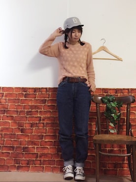 「ピンクニット」｜のんたんさん（レディース・163cm）の秋コーディネート