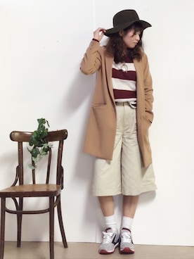 「チェスターコート キャメル」｜「アイテム（チェスターコート）」を使った、のんたんさん（レディース・163cm）の冬コーディネート