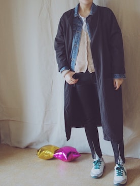 「アイテム（トレンチコート、グレー系）」を使った、圆满さん（キッズ・100cm）の春コーディネート