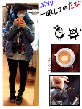 「アイテム（カメラ/カメラグッズ）」を使った、まつげさん（レディース・164cm）の冬コーディネート