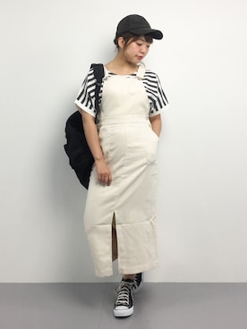「Supreme.La.La.（シュープリームララ）のアイテム（ジャンパースカート）」を使った、こうださん（レディース・152cm）の夏コーディネート