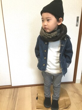 「ストライダー」｜「アイテム（ジャケット/アウター）」を使った、haruhiさん（キッズ・90cm）の秋コーディネート