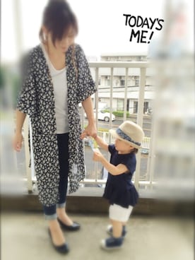「Heather（ヘザー）のアイテム（オールインワン・サロペット）」を使った、A KEYさん（キッズ・80cm）の夏コーディネート
