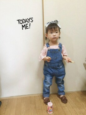 「GLOBAL WORK（グローバルワーク）のアイテム（オールインワン・サロペット）」を使った、A KEYさん（キッズ・80cm）の夏コーディネート