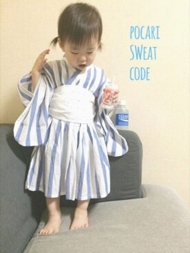 「ポカリコーデバトン」｜「アイテム（浴衣）」を使った、A KEYさん（キッズ・90cm）の夏コーディネート