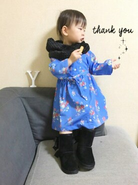 「ファースヌード」｜「アイテム（ワンピース）」を使った、A KEYさん（キッズ・90cm）の秋コーディネート