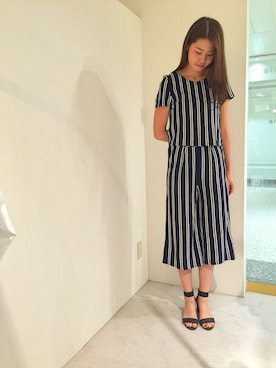 「半袖」｜「アイテム（セットアップ）」を使った、kitooooooooさん（レディース・173cm）の夏コーディネート