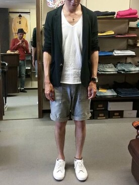 「wjk（ダヴルジェイケイ）のアイテム（テーラードジャケット）」を使った、mitoさん（メンズ・176cm）の夏コーディネート