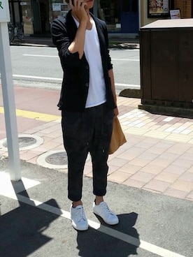 「wjk（ダヴルジェイケイ）のアイテム（テーラードジャケット）」を使った、mitoさん（メンズ・176cm）の夏コーディネート