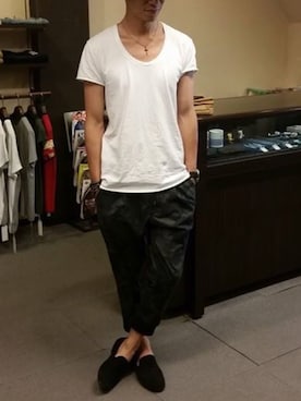 「mythography（ミソグラフィー）のアイテム（その他シューズ）」を使った、mitoさん（メンズ・176cm）の夏コーディネート