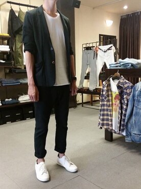 「wjk（ダヴルジェイケイ）のアイテム（テーラードジャケット）」を使った、mitoさん（メンズ・176cm）の秋コーディネート