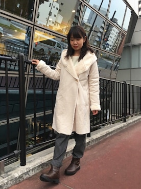 「INNOCENT BLUE（イノセントブルー）のアイテム（その他アウター）」を使った、まりも。さん（レディース・158cm）の冬コーディネート