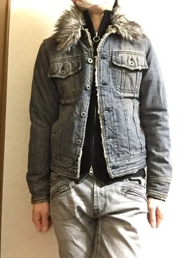 「アイテム（デニムパンツ、シルバー系）」を使った、sawayamaさん（メンズ・169cm）の冬コーディネート