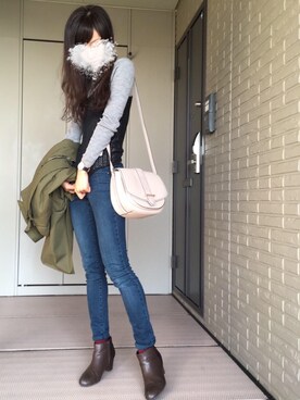 「ニットキャミソール」｜「アイテム（ブーティ）」を使った、ayaayaさん（レディース・165cm）の秋コーディネート