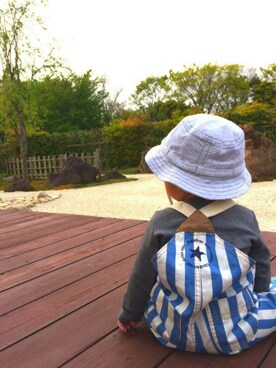 「RAGMART（ラグマート）のアイテム（ハット）」を使った、けいさん（キッズ・70cm）の春コーディネート