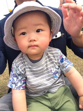 「RAGMART（ラグマート）のアイテム（ハット）」を使った、けいさん（キッズ・70cm）の春コーディネート