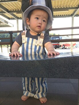 「RAGMART（ラグマート）のアイテム（ハット）」を使った、けいさん（キッズ・80cm）の春コーディネート