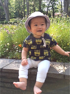 「RAGMART（ラグマート）のアイテム（ハット）」を使った、けいさん（キッズ・80cm）の春コーディネート