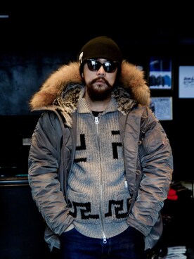 「fuct（ファクト）のアイテム（帽子）」を使った、손희락さん（メンズ・168cm）の冬コーディネート