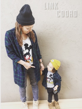 「OPAQUE（オペーク）のアイテム（シューズ）」を使った、Aobaさん（キッズ・90cm）の秋コーディネート