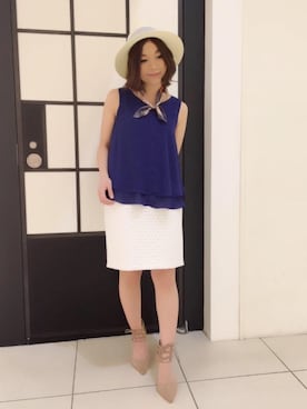 「laboratory work（ラボラトリーワーク）のアイテム（帽子）」を使った、Chisaさん（レディース・154cm）の春コーディネート