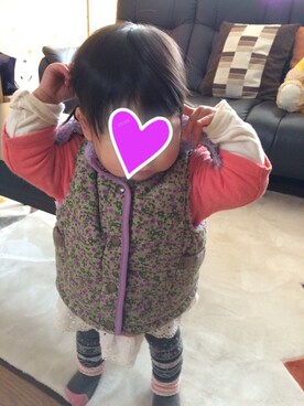 「アイテム（ベスト、パープル系）」を使った、smileさん（キッズ・100cm）の冬コーディネート
