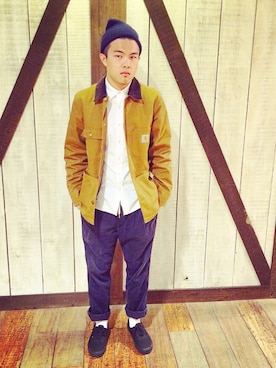 「Carhartt（カーハート）のアイテム（テーラードジャケット）」を使った、kai.pさん（メンズ・171cm）の冬コーディネート