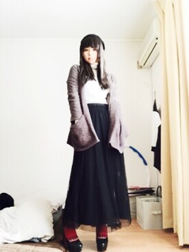 「UNIQLO（ユニクロ）のアイテム（ニット/セーター、ホワイト系）」を使った、EJIRIさん（レディース・162cm）の春コーディネート