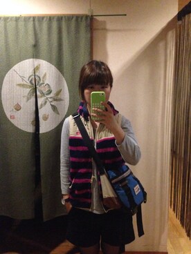 「CHUMS（チャムス）のアイテム（ジャケット/アウター）」を使った、satomaiさん（レディース・155cm）の秋コーディネート