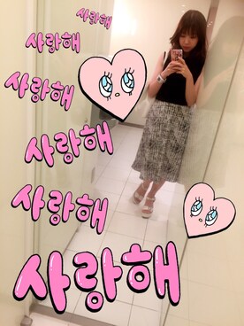 「EMODA（エモダ）のアイテム（スカート、ブラック系）」を使った、♡S♡さん（レディース・160cm）の夏コーディネート