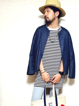 「BEAUTY&YOUTH UNITED ARROWS（ビューティーアンドユースユナイテッドアローズ）のアイテム（ノーカラージャケット）」を使った、Shinya Katsuki さん（メンズ・172cm）の春コーディネート
