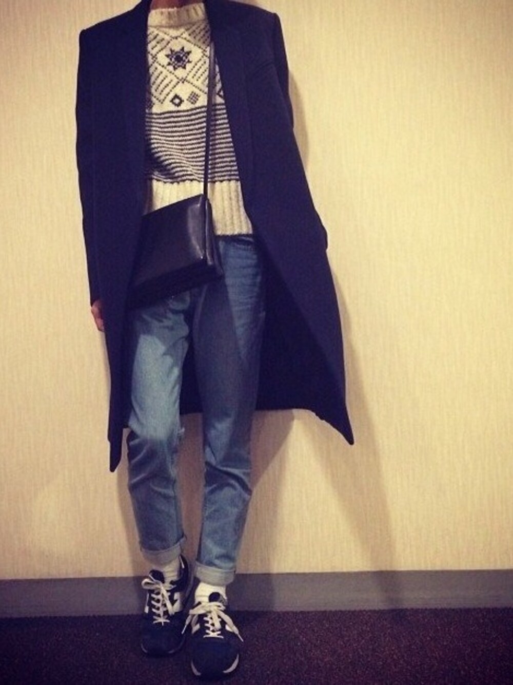 「A.P.C、THOMBROWNE、CELINE、NEWBALACE」｜「NEW BALANCEのニューバランス クラシック new balance M1400 USA（スニーカー、ブルー系）」を使った、すみた たかひろさん（メンズ・170cm）の春コーディネートの1枚目の写真
