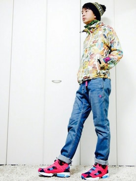 「HYSTERIC GLAMOUR（ヒステリックグラマー）のアイテム（ナイロンジャケット）」を使った、mitsuruさん（メンズ・177cm）の冬コーディネート
