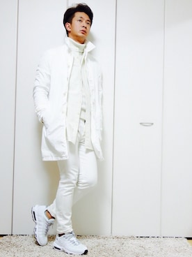 「Another Edition（アナザーエディション）のアイテム（ステンカラーコート）」を使った、mitsuruさん（メンズ・177cm）の冬コーディネート