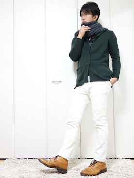 「Tricker's（トリッカーズ）のTricker's/M2508 カントリーブーツ（ブーツ）」を使った、mitsuruさん（メンズ・177cm）の冬コーディネート
