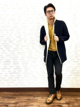 「HYSTERIC GLAMOUR（ヒステリックグラマー）のアイテム（ダッフルコート）」を使った、mitsuruさん（メンズ・177cm）の冬コーディネート