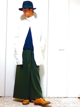 「Another Edition（アナザーエディション）のアイテム（ステンカラーコート）」を使った、mitsuruさん（メンズ・177cm）の冬コーディネート