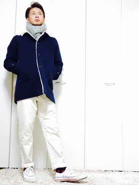 「HYSTERIC GLAMOUR（ヒステリックグラマー）のアイテム（ダッフルコート）」を使った、mitsuruさん（メンズ・177cm）の冬コーディネート