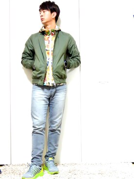 「EN ROUTE（アンルート）のアイテム（スニーカー）」を使った、mitsuruさん（メンズ・177cm）の冬コーディネート