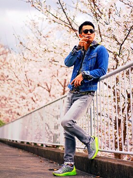 「EN ROUTE（アンルート）のアイテム（スニーカー）」を使った、mitsuruさん（メンズ・177cm）の春コーディネート